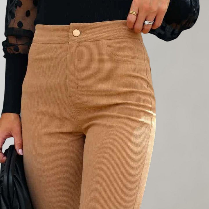 Trendy corduroy uitlopende broek voor vrouwen