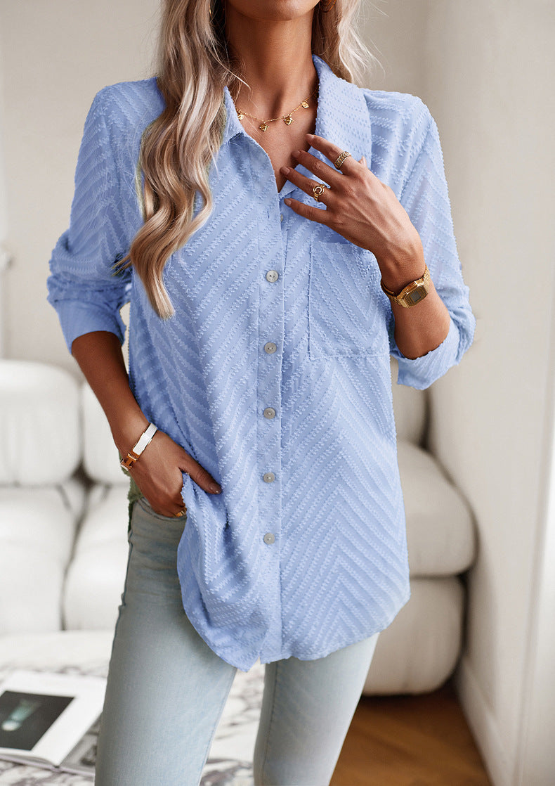 Casual Blauwe Blouse met Print voor Vrouwen